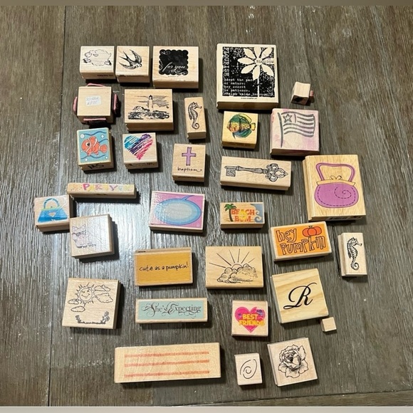 Assorted Rubber Stamps Set Some are brand new some are used - Picture 2 of 2